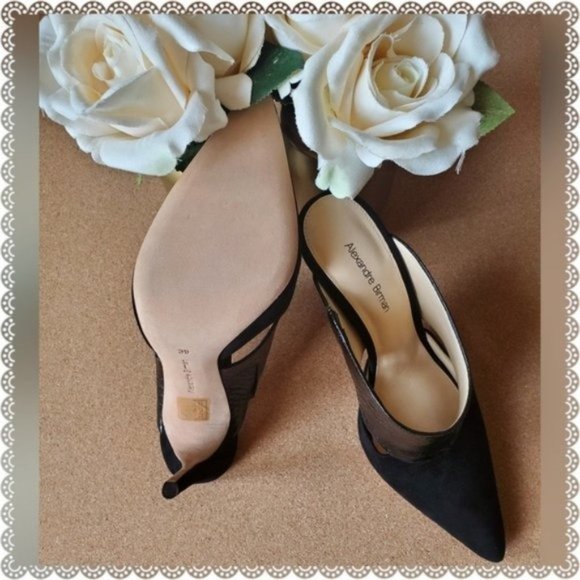 Alexandre Birman Suede & Watersnake Mules 9 - Picture 8 of 10